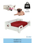 Büyük Köpek Yatağı Dekoratif Ahşap Dayanıklı Beyaz Renk Pati Model